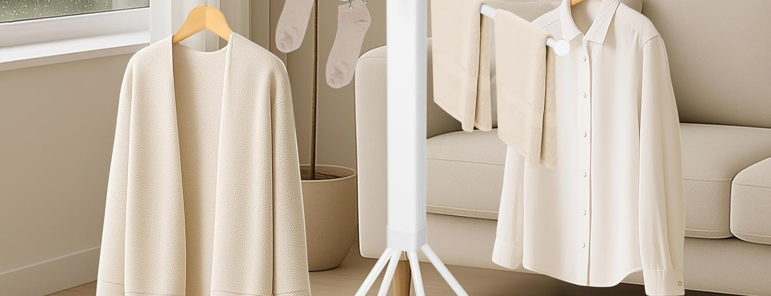 Étendoir pour linge 127 cm, trépied acier + pinces