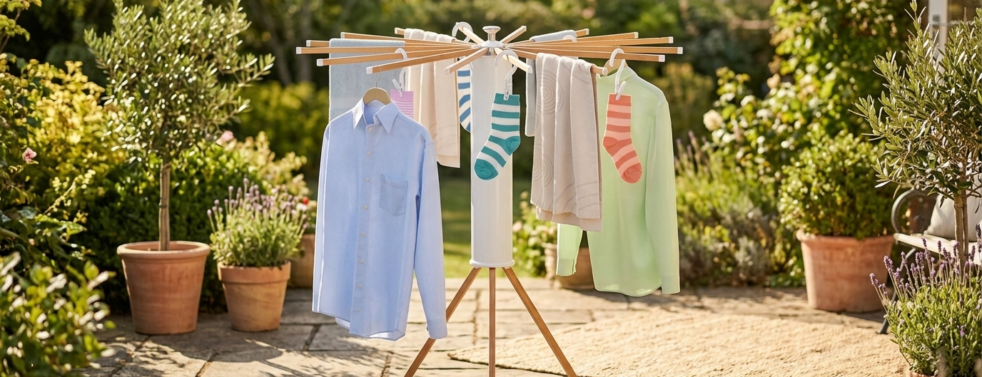 Étendoir à linge trépied hêtre 121 cm pliable