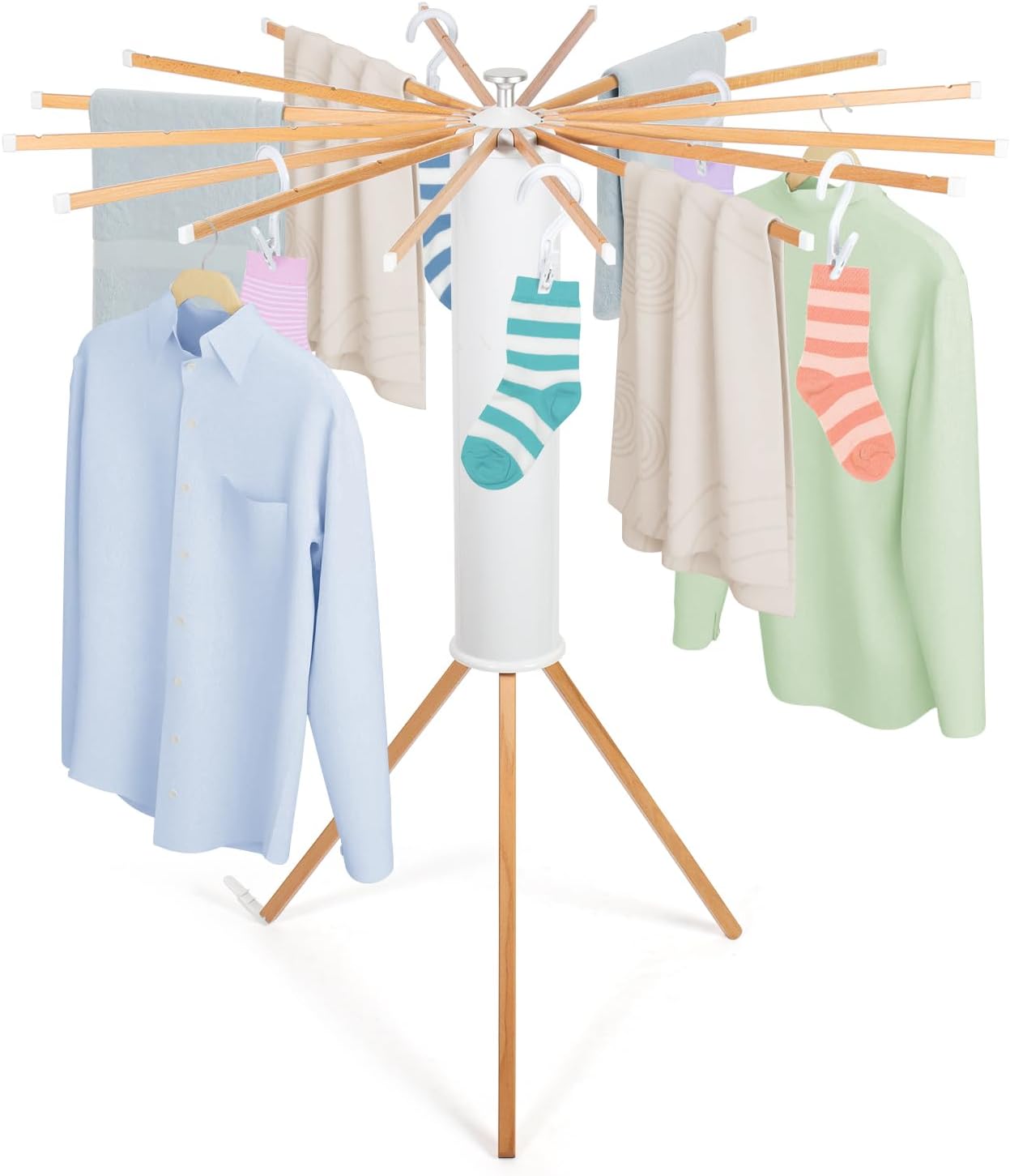 Étendoir à linge trépied hêtre 121 cm pliable — 1