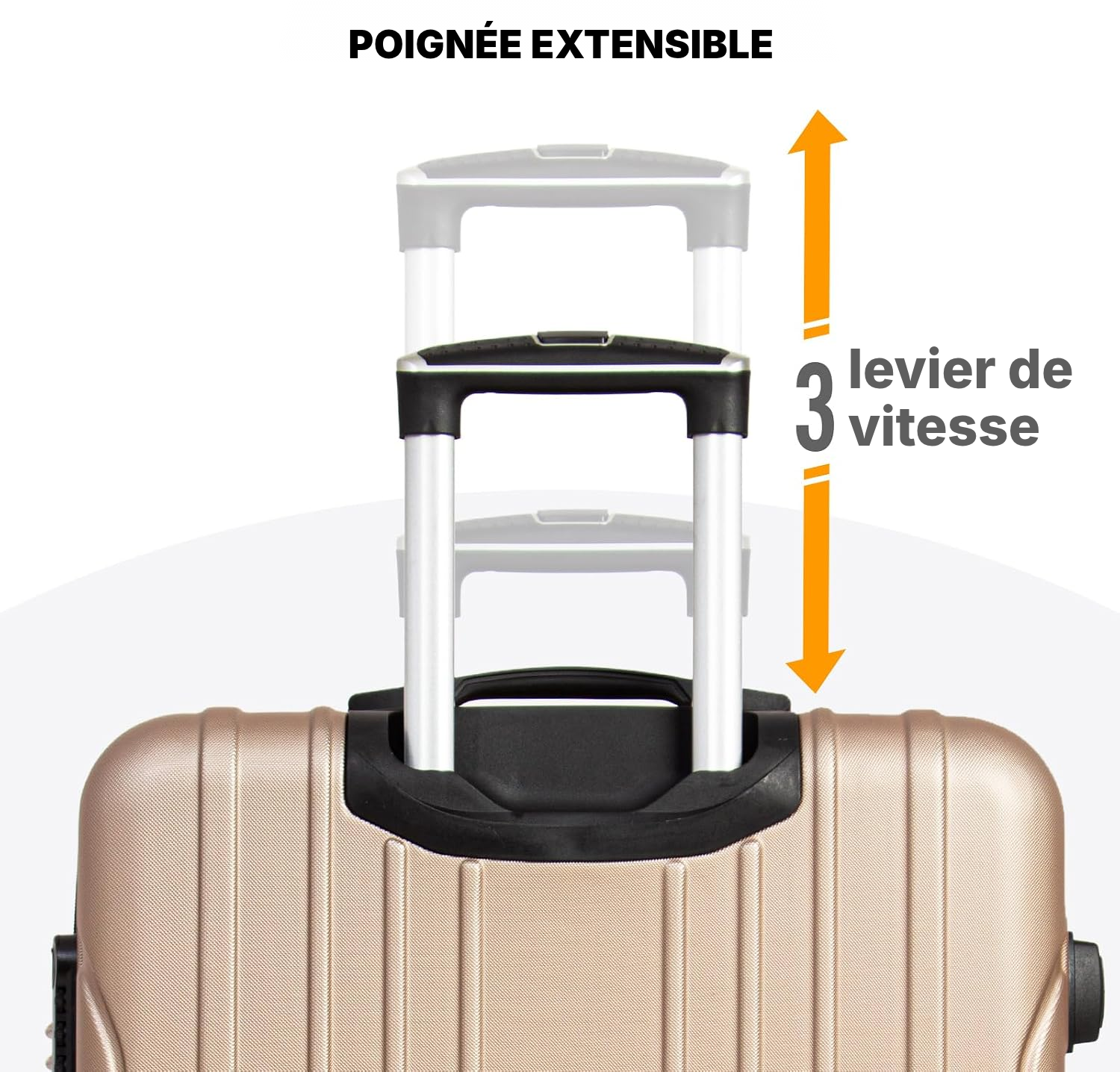 Set de 3 valises rigides champagne — 4