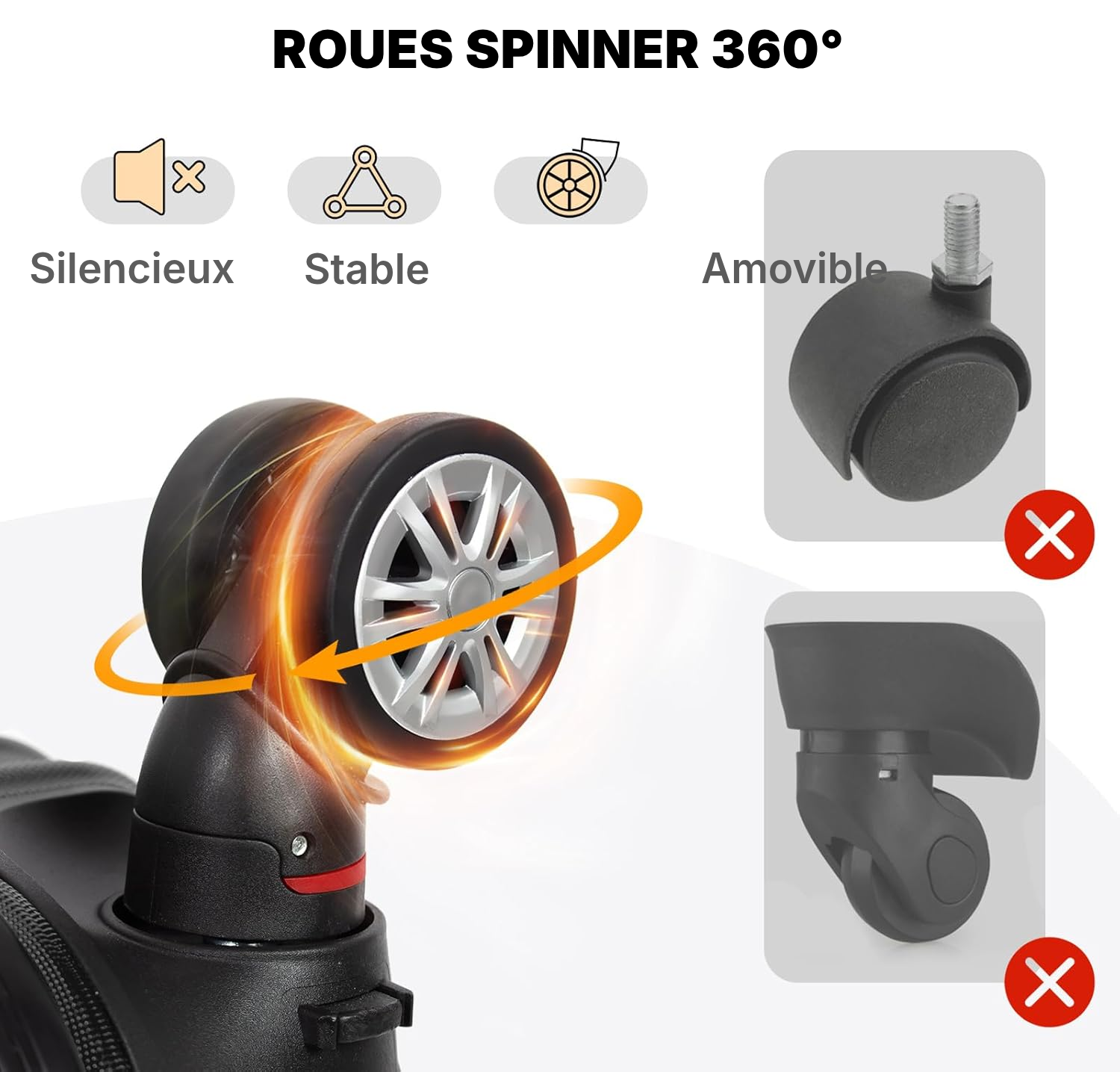 Set de 3 valises rigides noires — 5