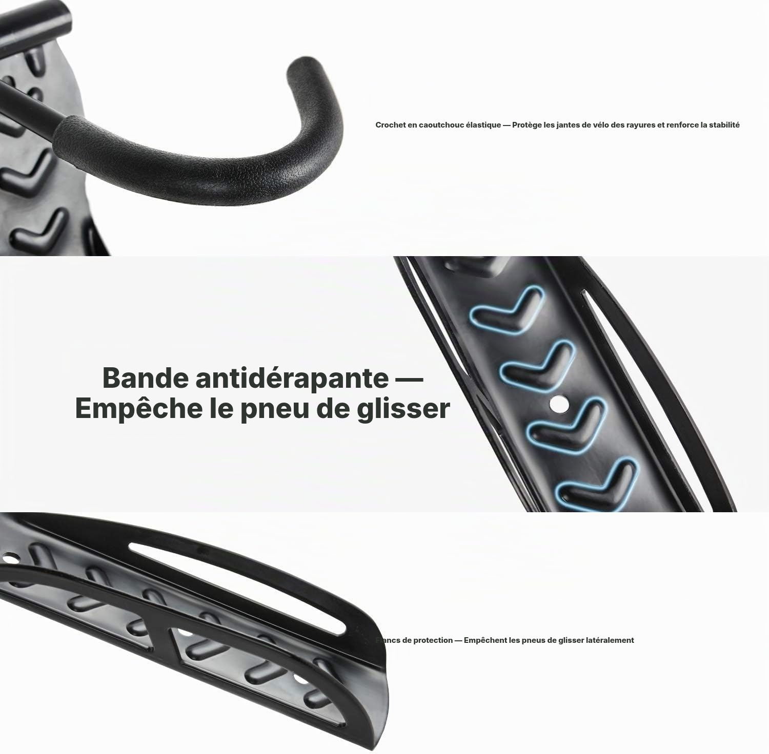 Support mural à vélo noir — gagnez de la place — 4