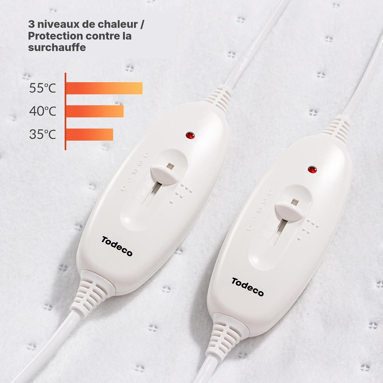 Surmatelas chauffant blanc — chaleur à deux — 2