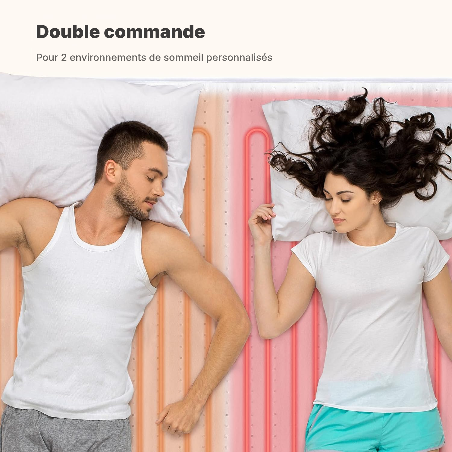 Surmatelas chauffant blanc — chaleur à deux — 3