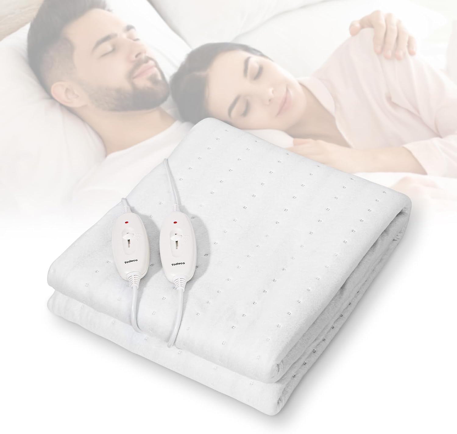 Surmatelas chauffant blanc — chaleur à deux — 1