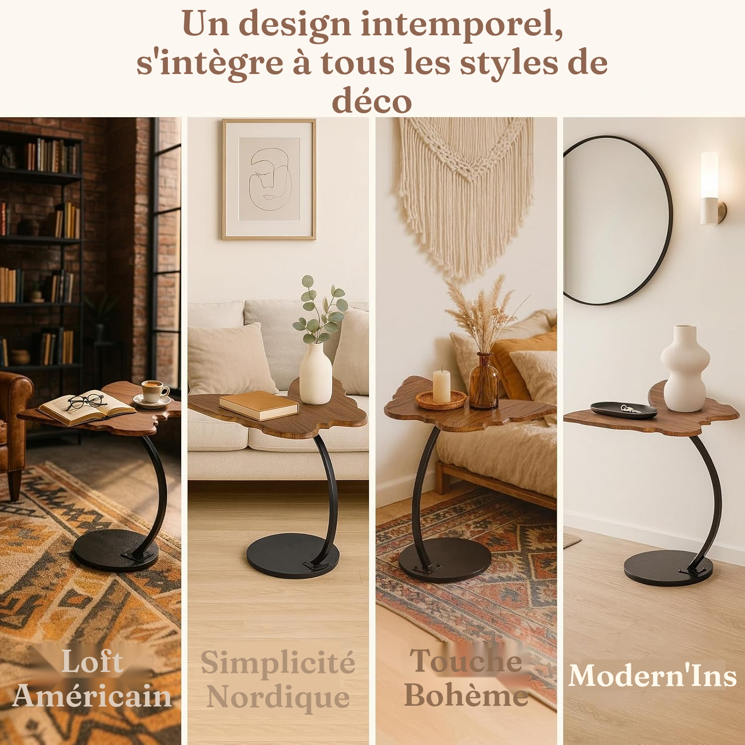 Table basse d’appoint noire, déco compacte — 4