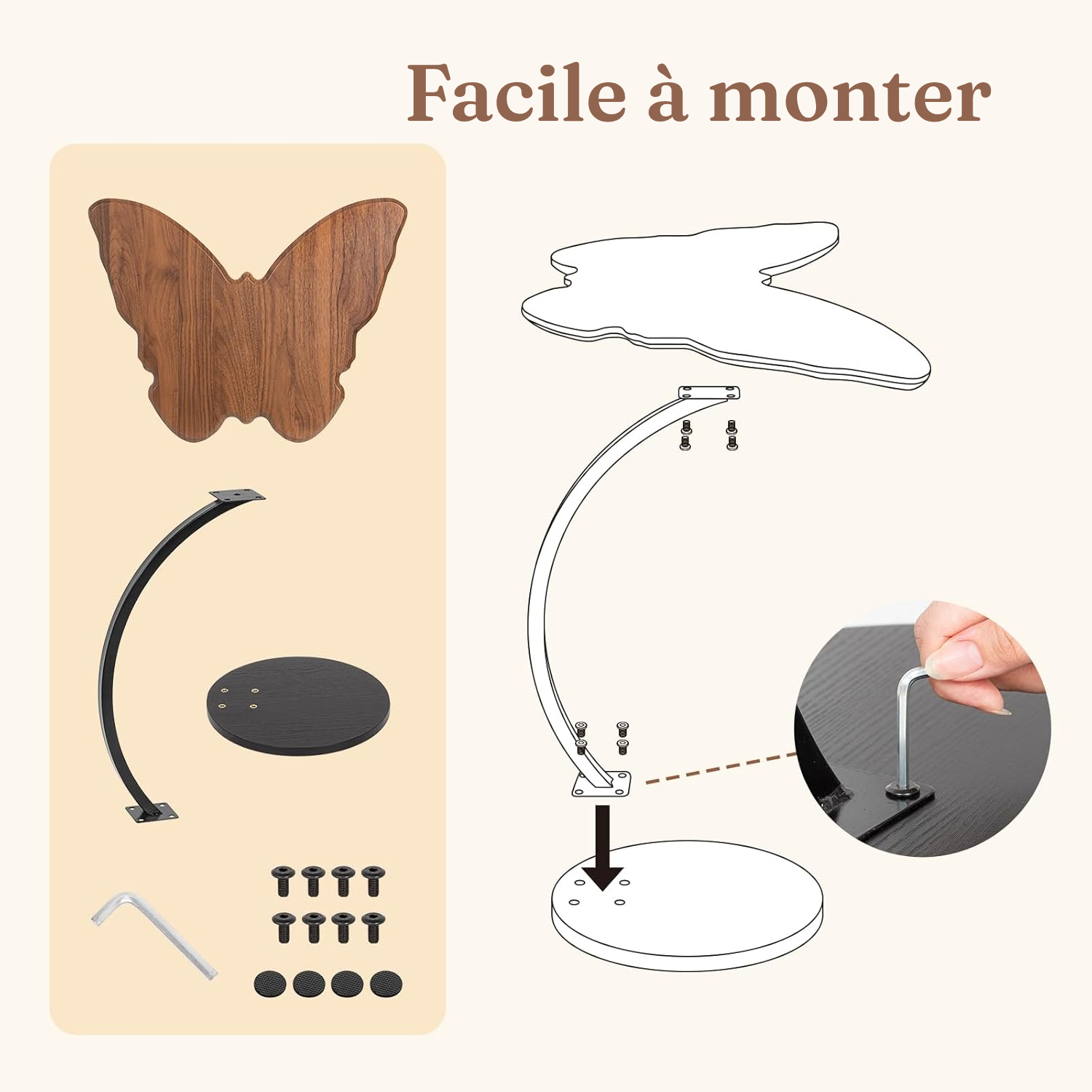 Table basse d’appoint noire, déco compacte — 5