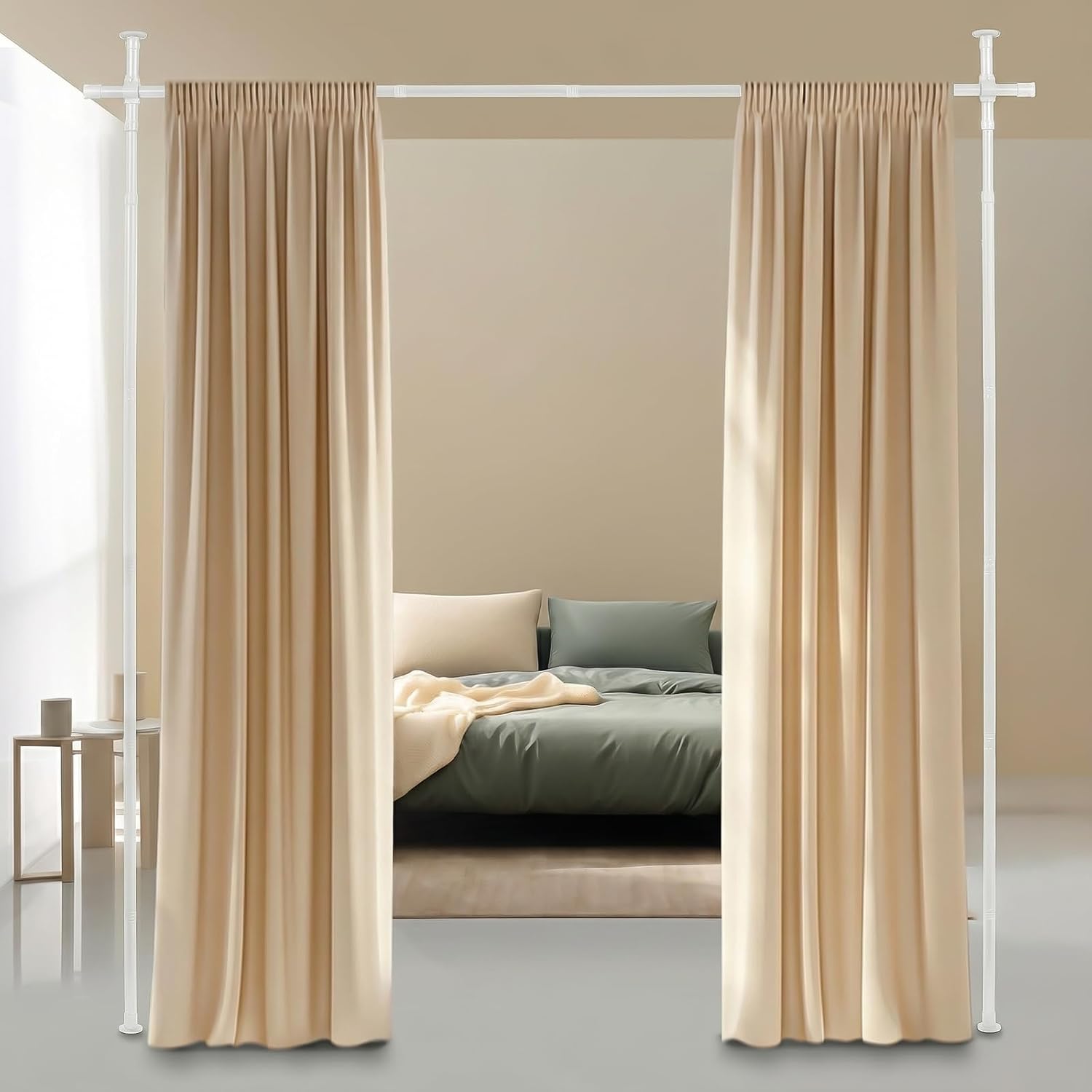 Tringle à rideaux blanche sans perçage extensible