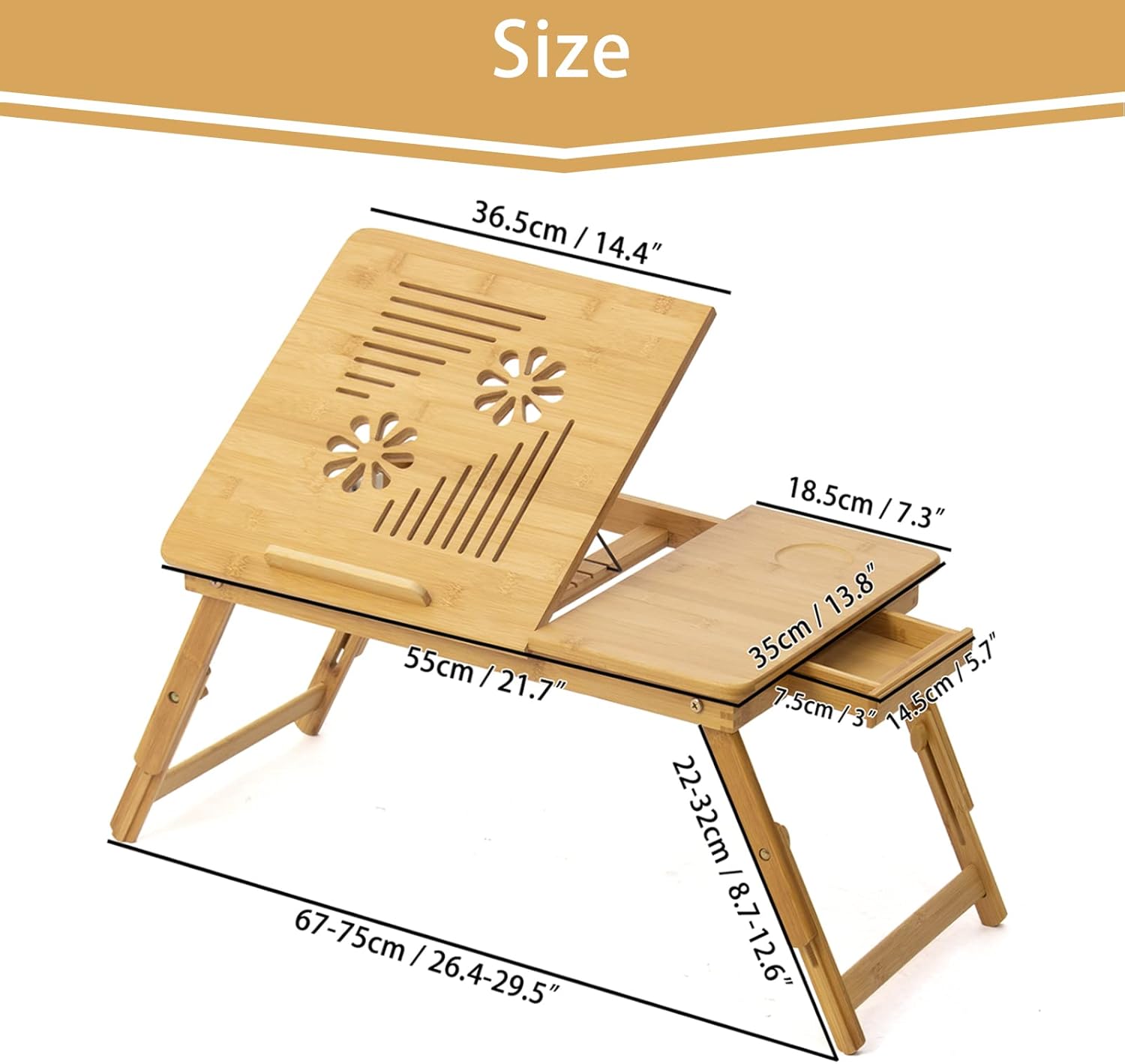 Bureau ordi pliable bambou — confort au lit — 6