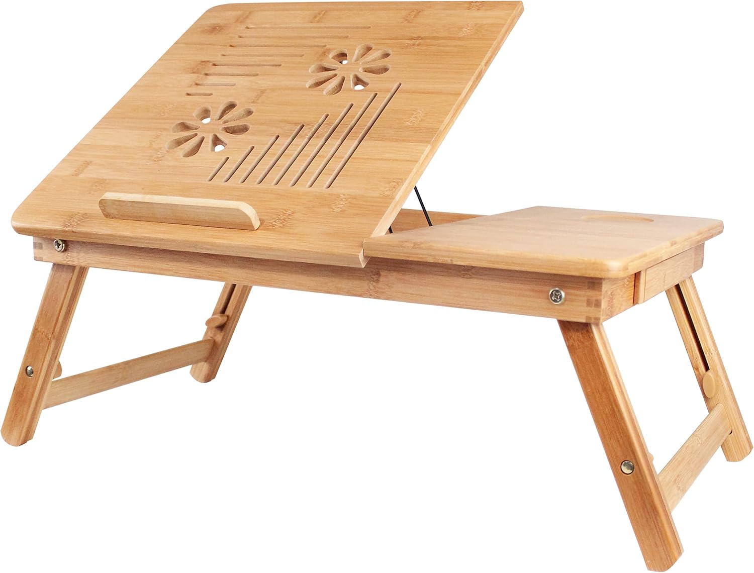 Bureau ordi pliable bambou — confort au lit — 1