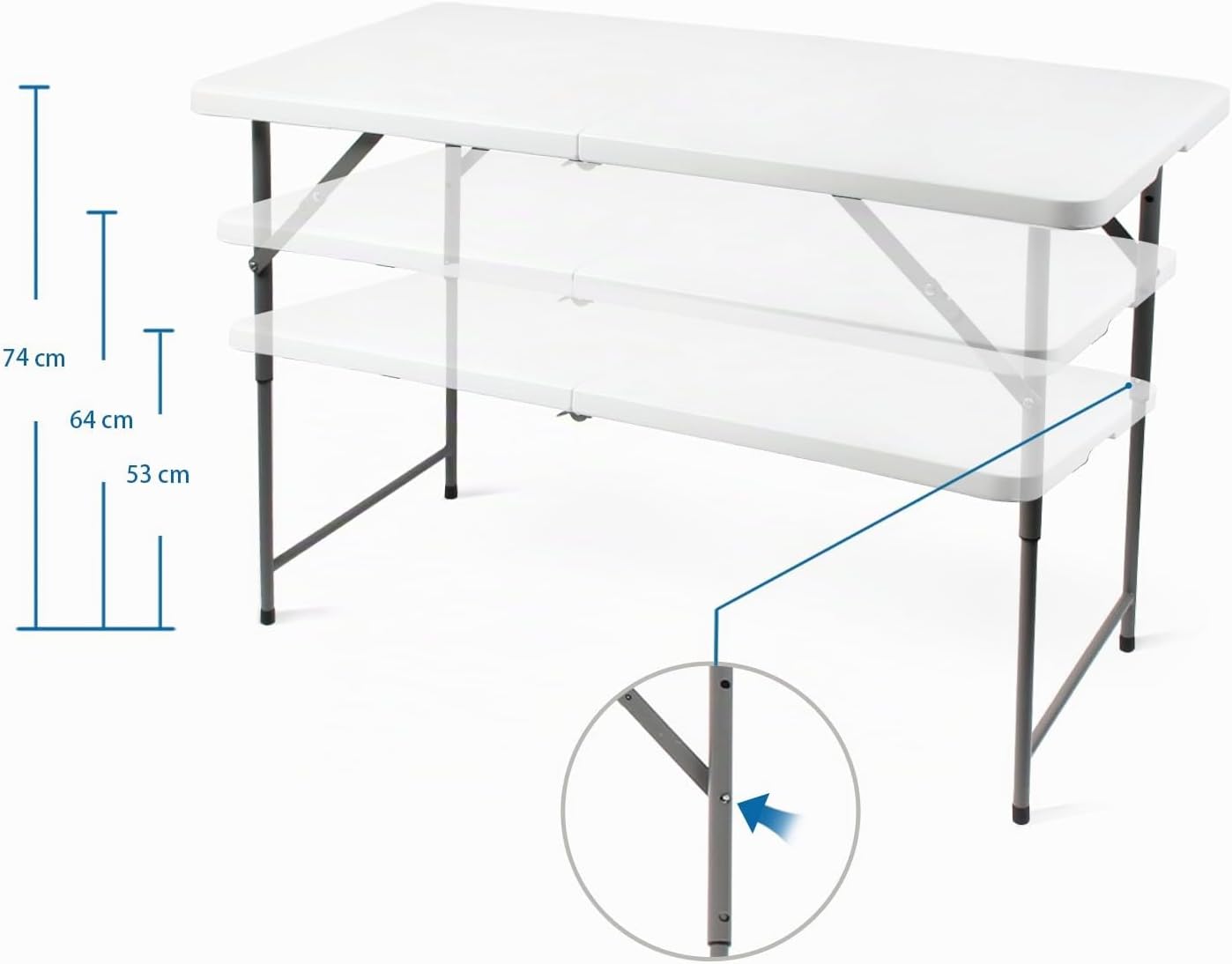 Table pliable 120 × 74 × 60 cm réglable — 5