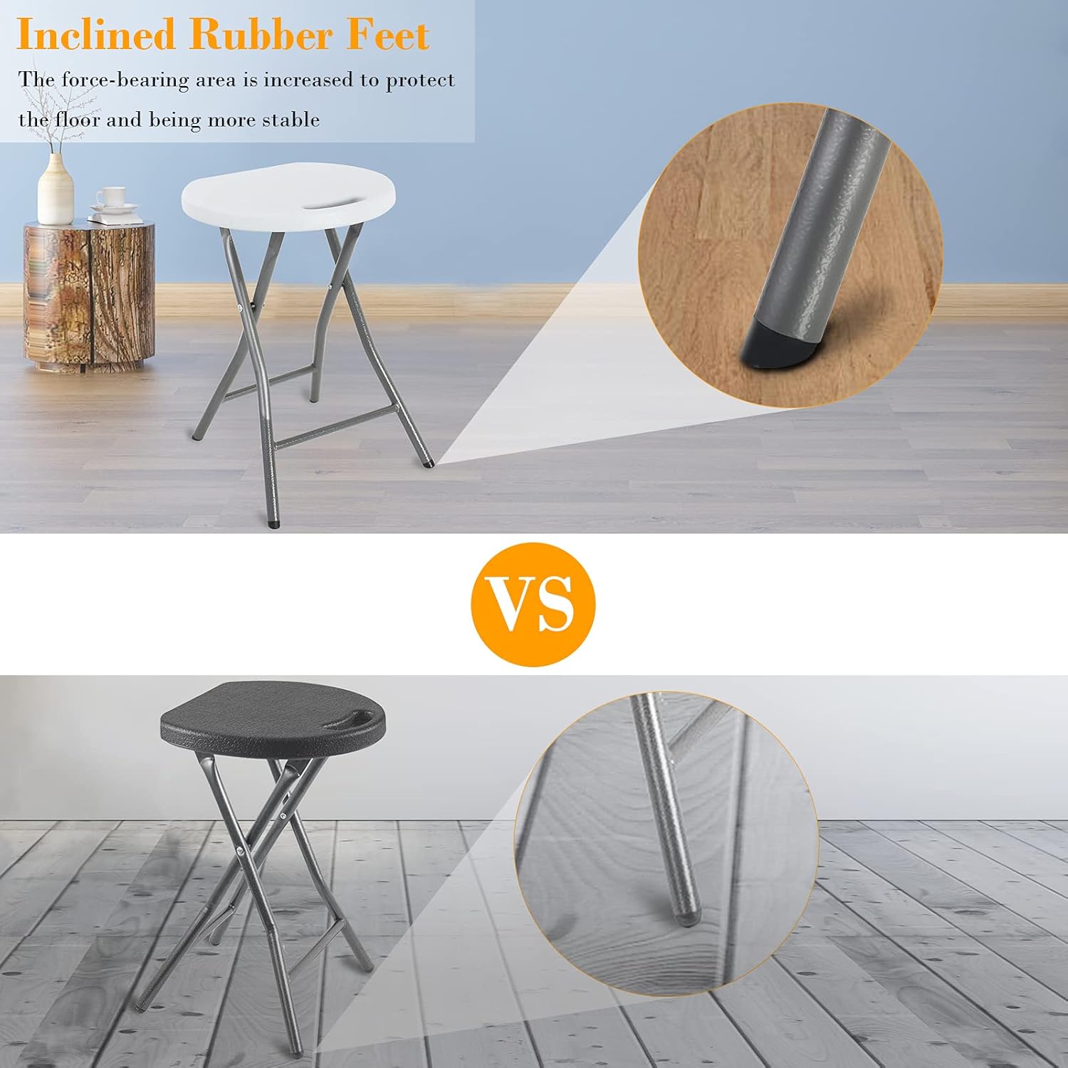 Tabouret pliable — pack de 4, rangement facile — 5