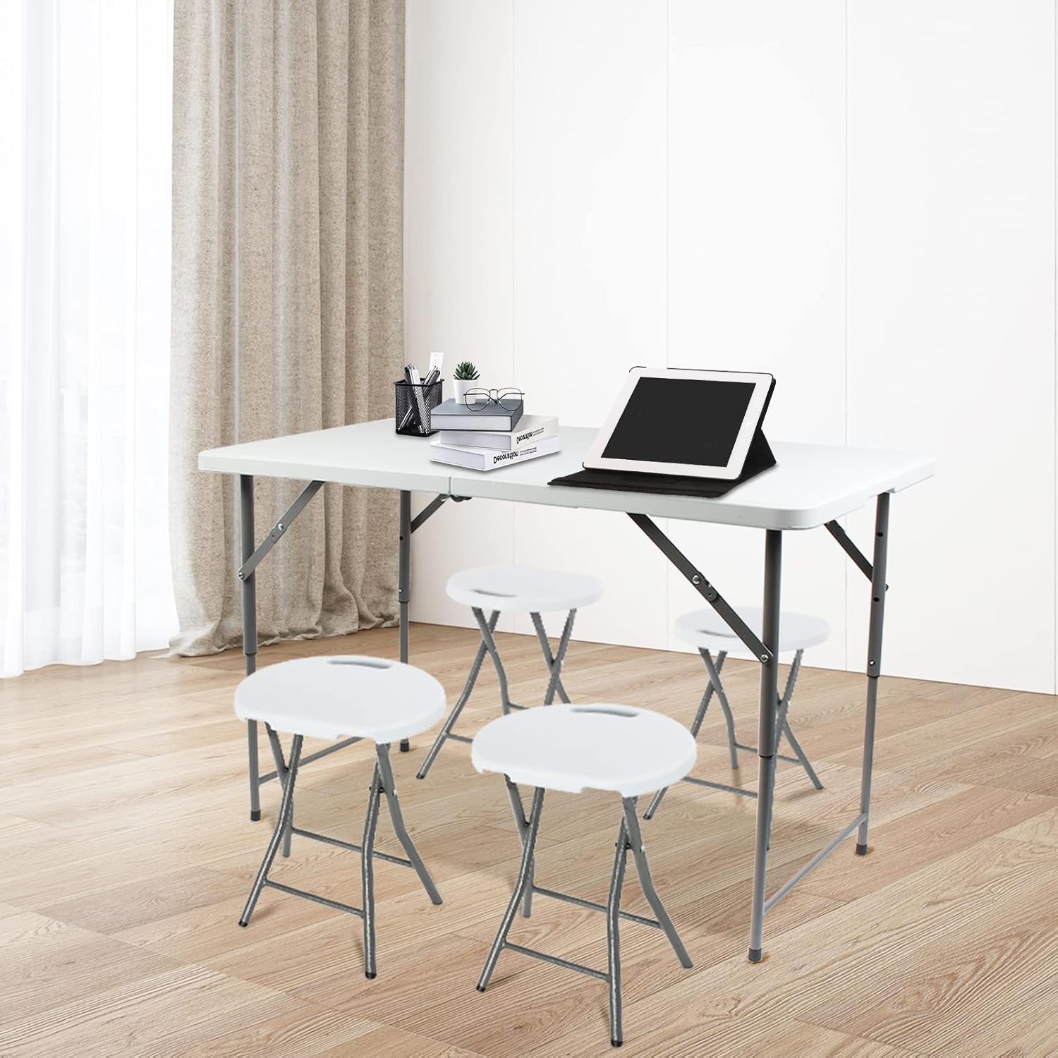 Tabouret pliable — pack de 4, rangement facile — 8