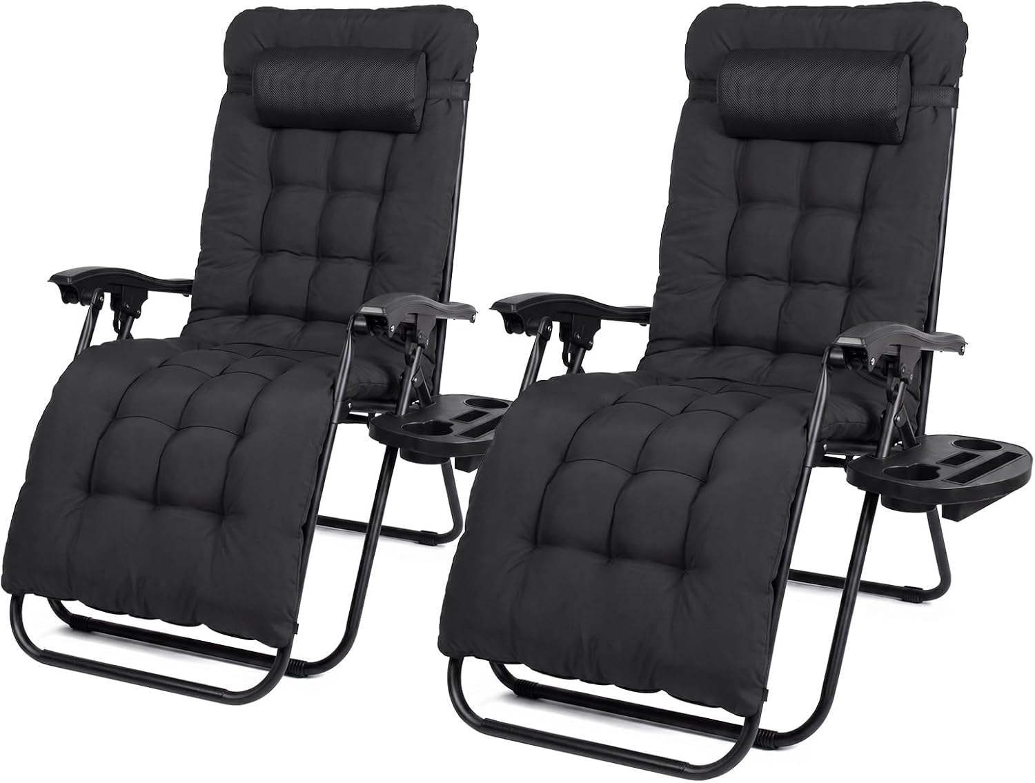 Chaise camping pliante zéro gravité noire, lot de 2