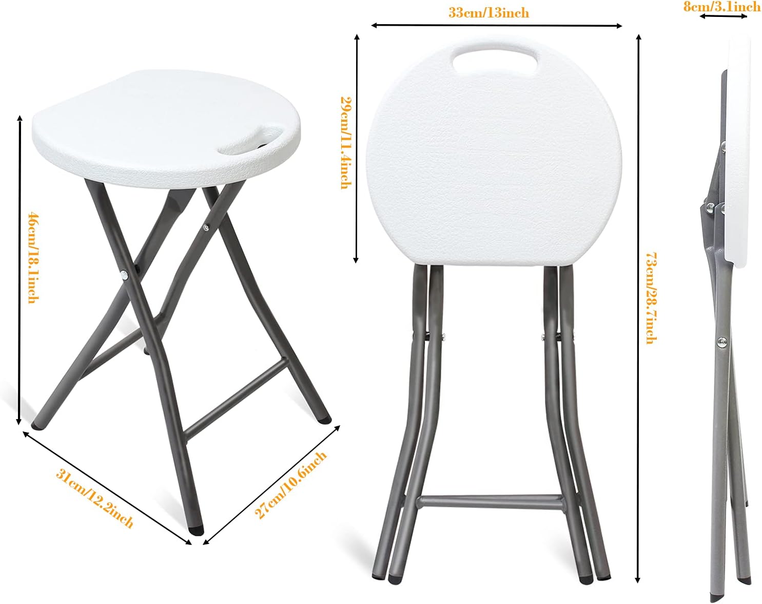 Tabouret pliable — pack de 4, rangement facile — 7