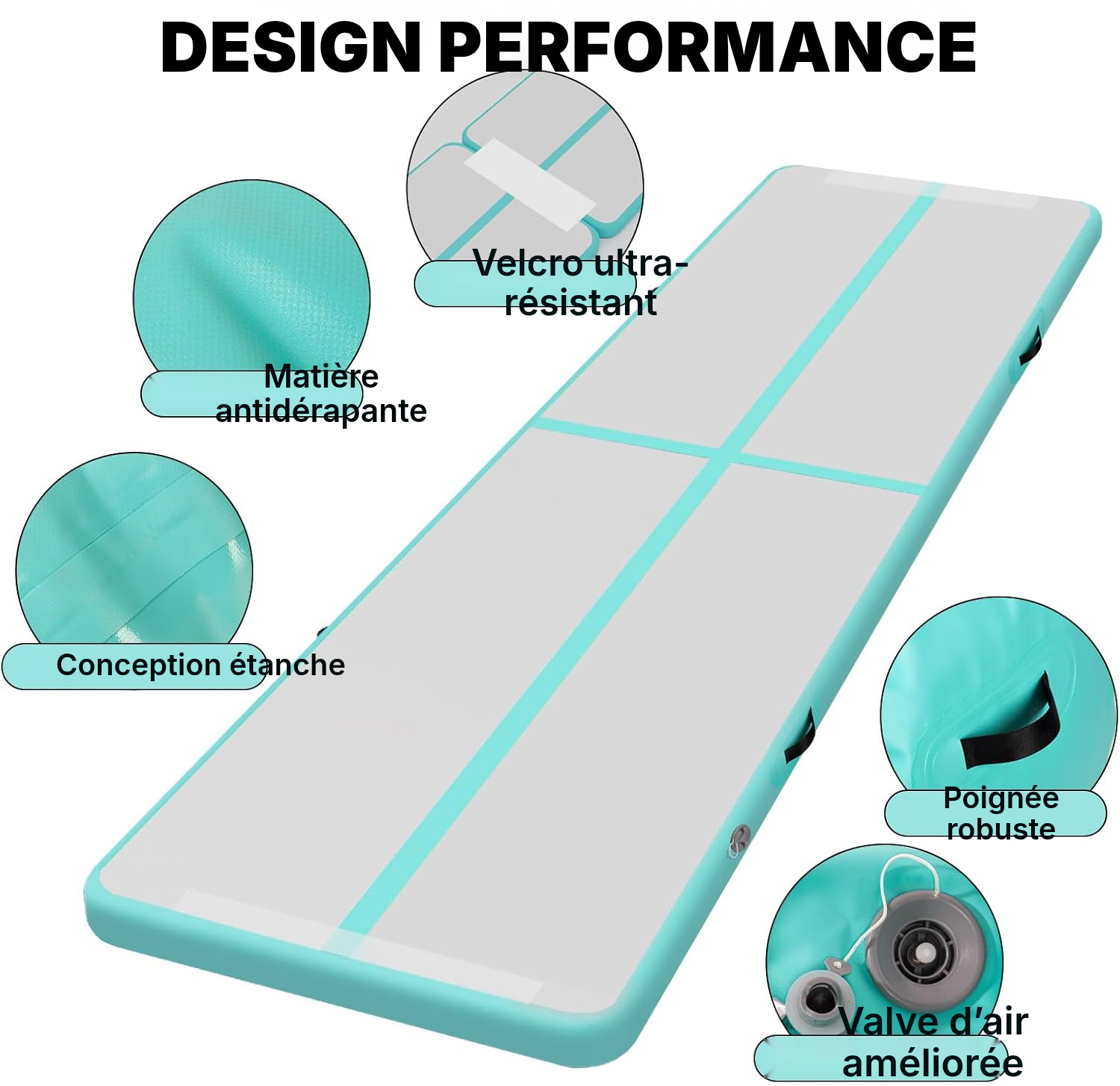 Tapis de gym gonflable vert — entraînez-vous partout — 3