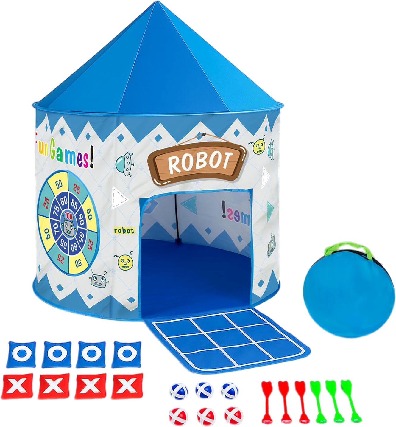 Tente à balles bleue — 4 jeux intégrés — 7