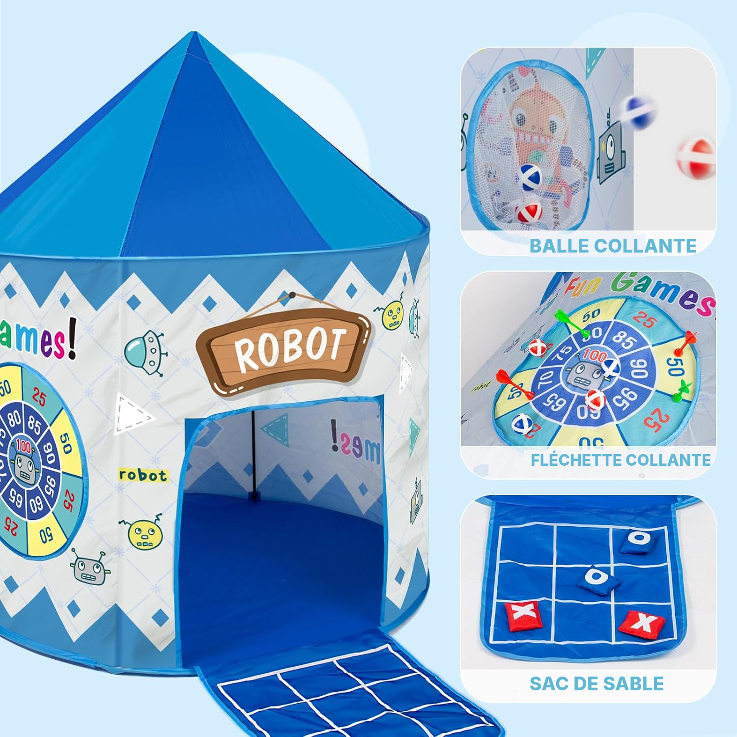 Tente à balles bleue — 4 jeux intégrés — 2