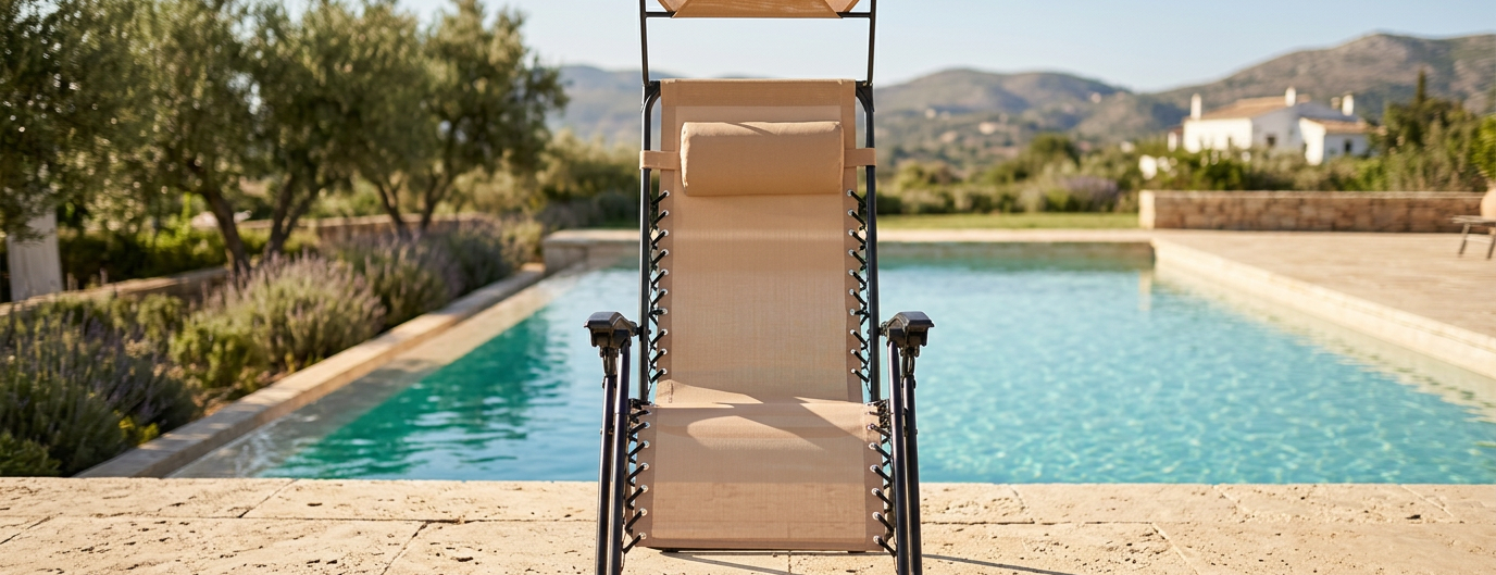 Jardin transat pliable kaki 110 cm, prêt à poser