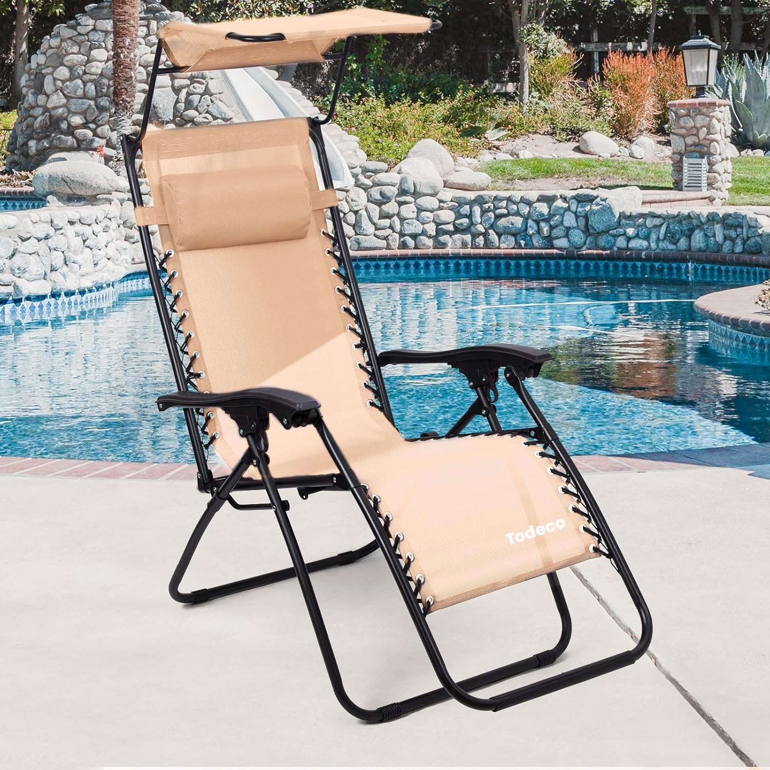 Jardin transat pliable kaki 110 cm, prêt à poser — 5