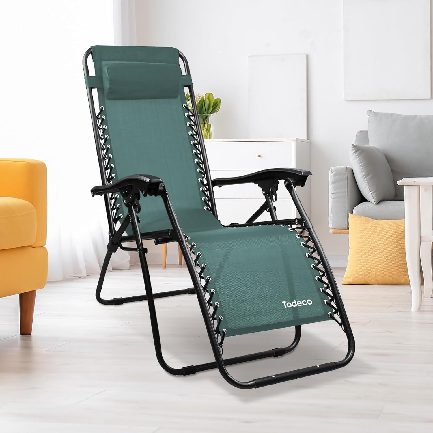Jardin transat inclinable vert, 1 pièce — détente — 7