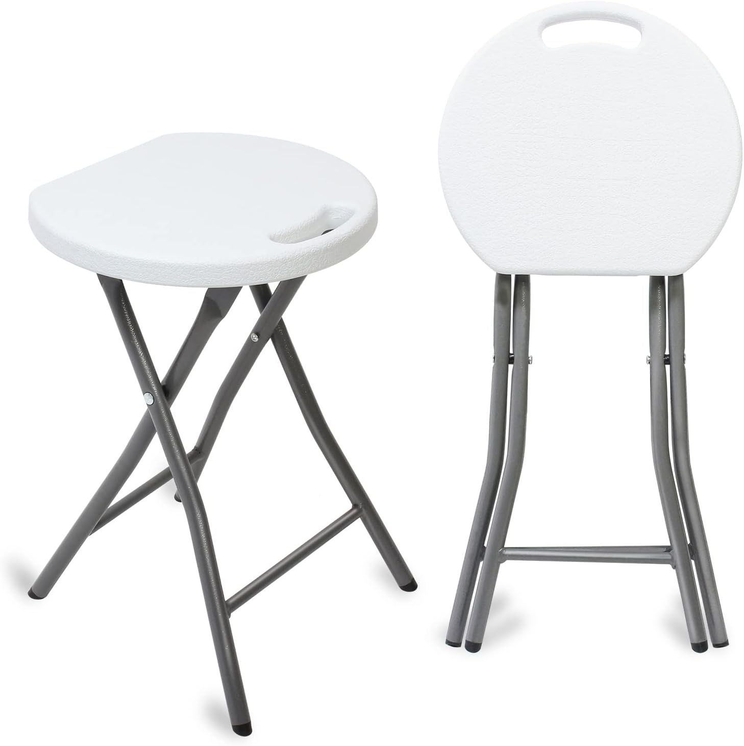 Tabouret pliant Pack de 2 blanc — 300 kg