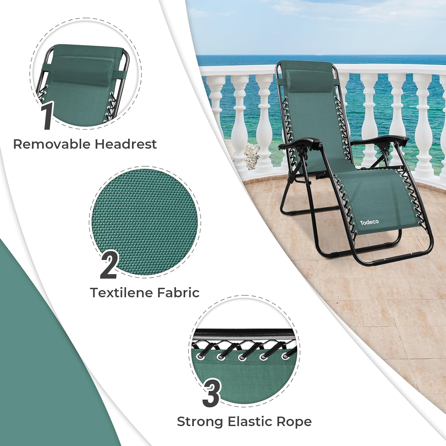Transat pour jardin vert, pack de 2 — confort — 2