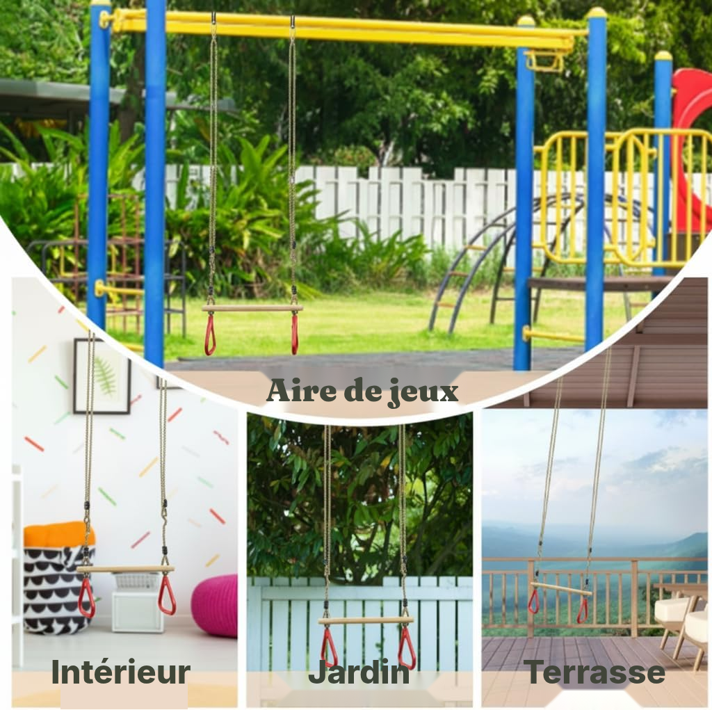 Anneaux gym trapèze rouge 200 cm pour jouer — 5