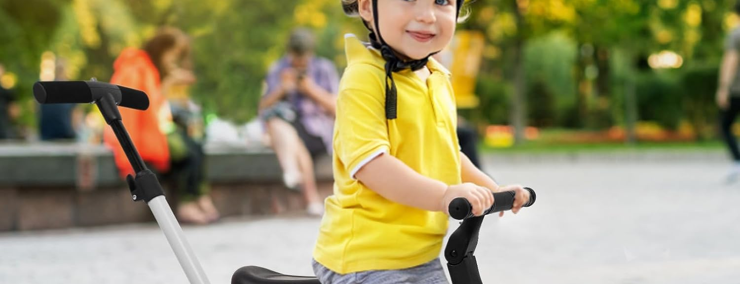 Tricycle évolutif 4-en-1 gris avec barre parentale
