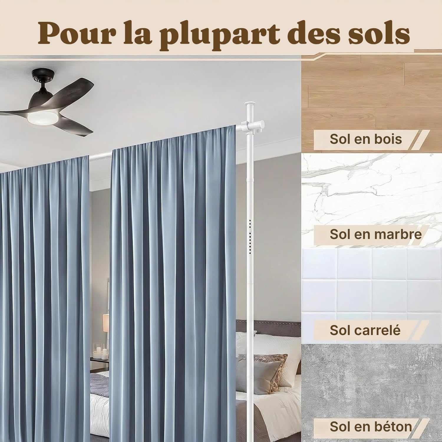 Tringle à rideaux blanche — séparez sans percer — 4