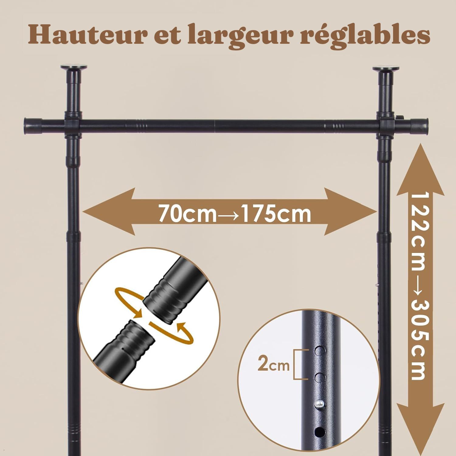 Rideau tringle noir – séparation sans perçage — 2
