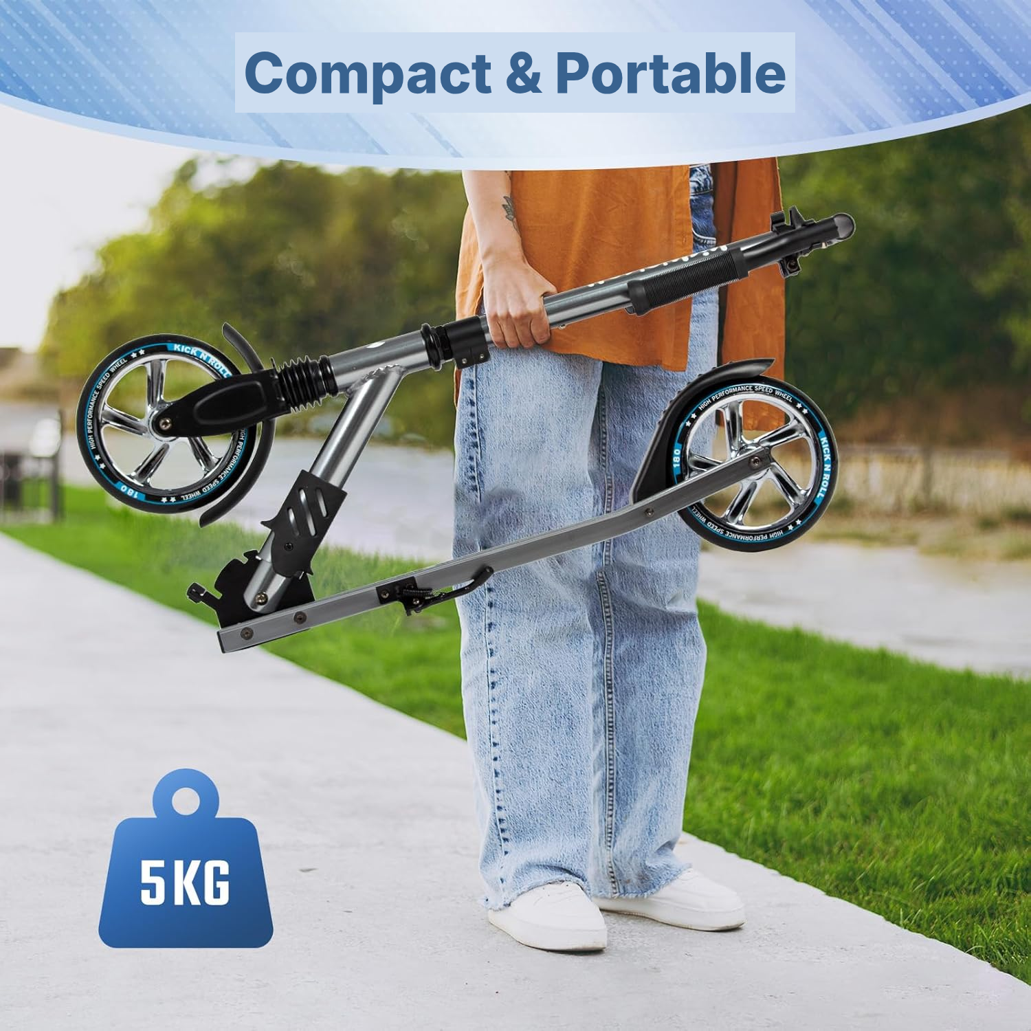Trottinette adulte pliable grise – hauteur 43 cm — 2