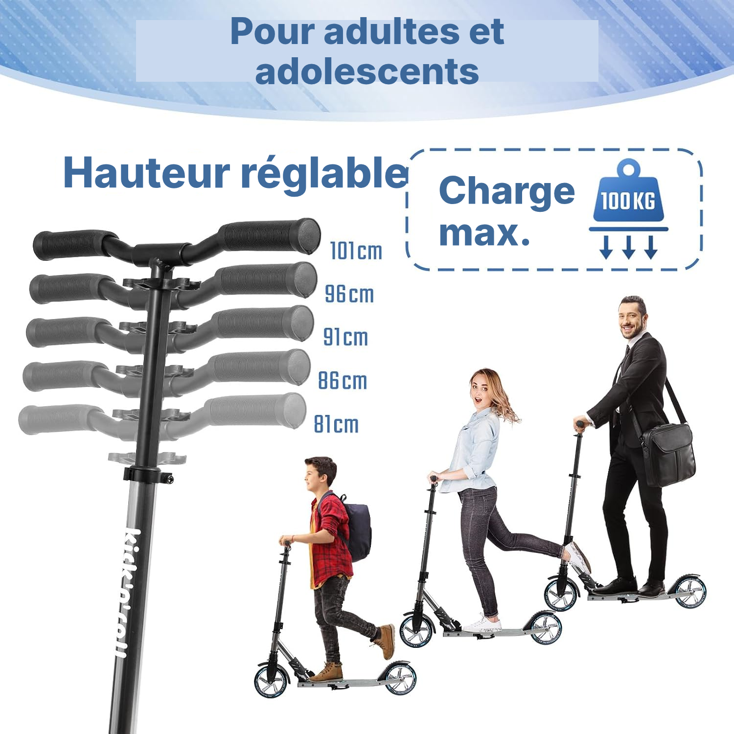 Trottinette adulte pliable grise – hauteur 43 cm — 3