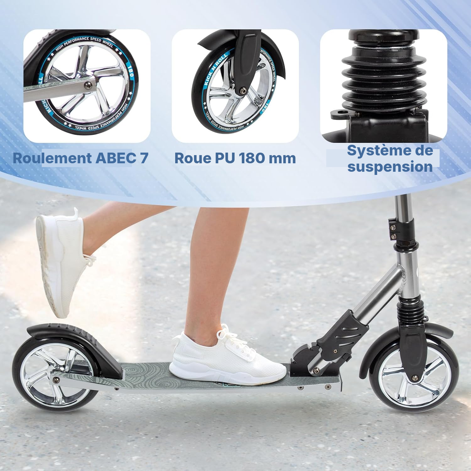 Trottinette adulte pliable grise – hauteur 43 cm — 4