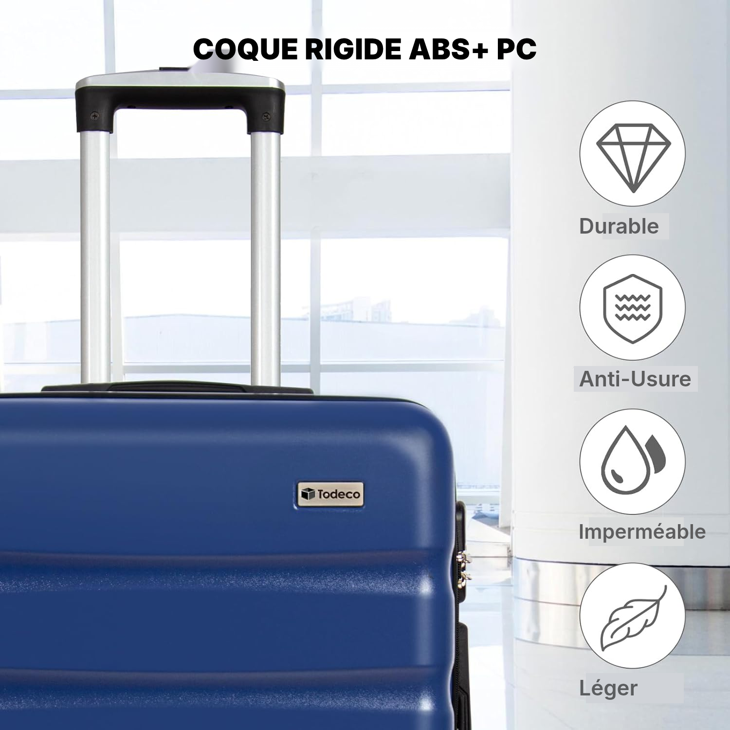 Valise rigide moyenne 67 cm bleue, 58 à 66 L — 3