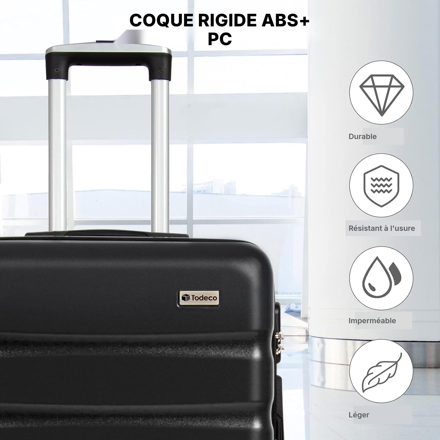 Valise cabine 67 cm noire — 3,5 kg, 4 roues 360° — 2