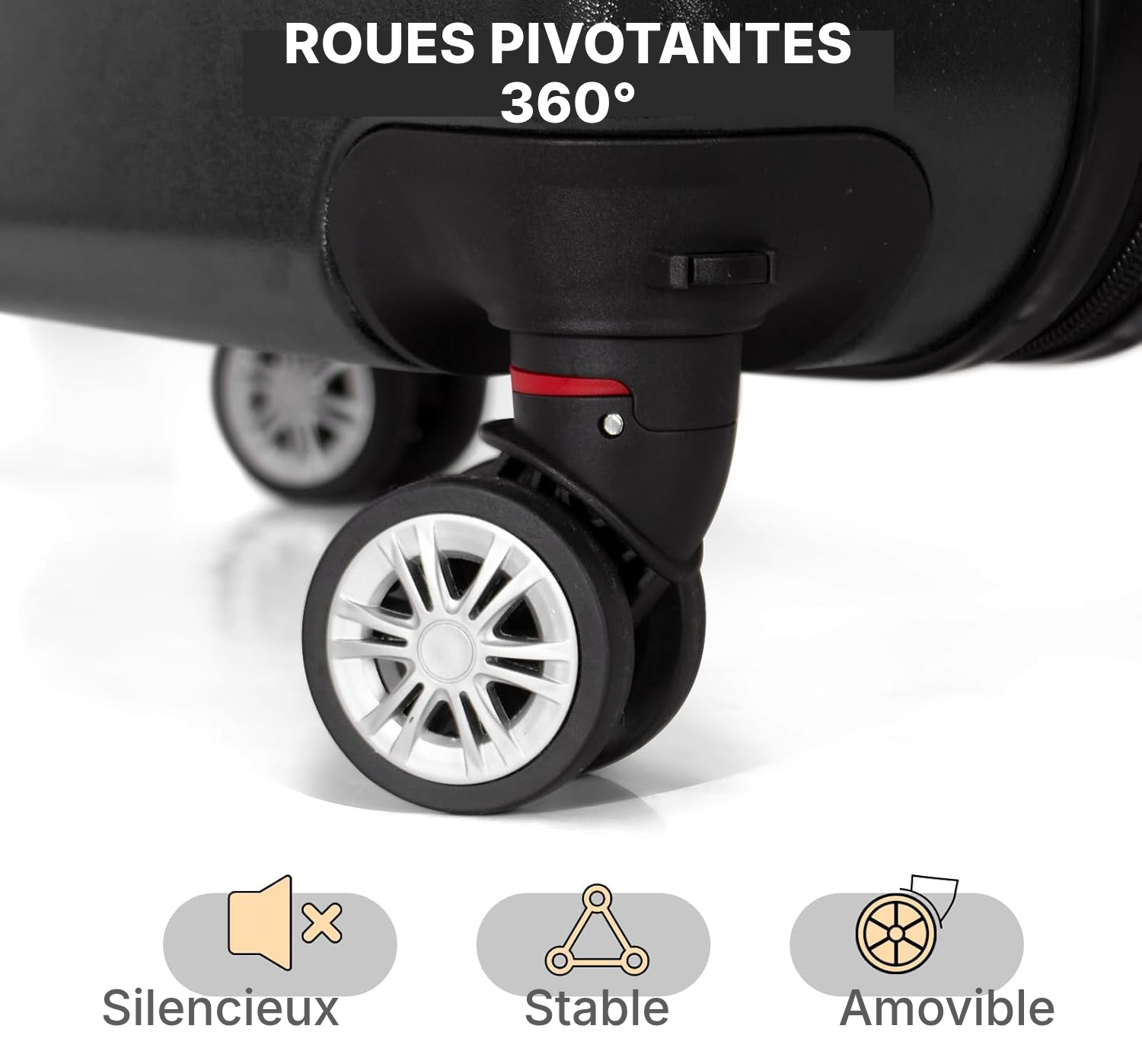 Valise cabine 67 cm noire — 3,5 kg, 4 roues 360° — 3