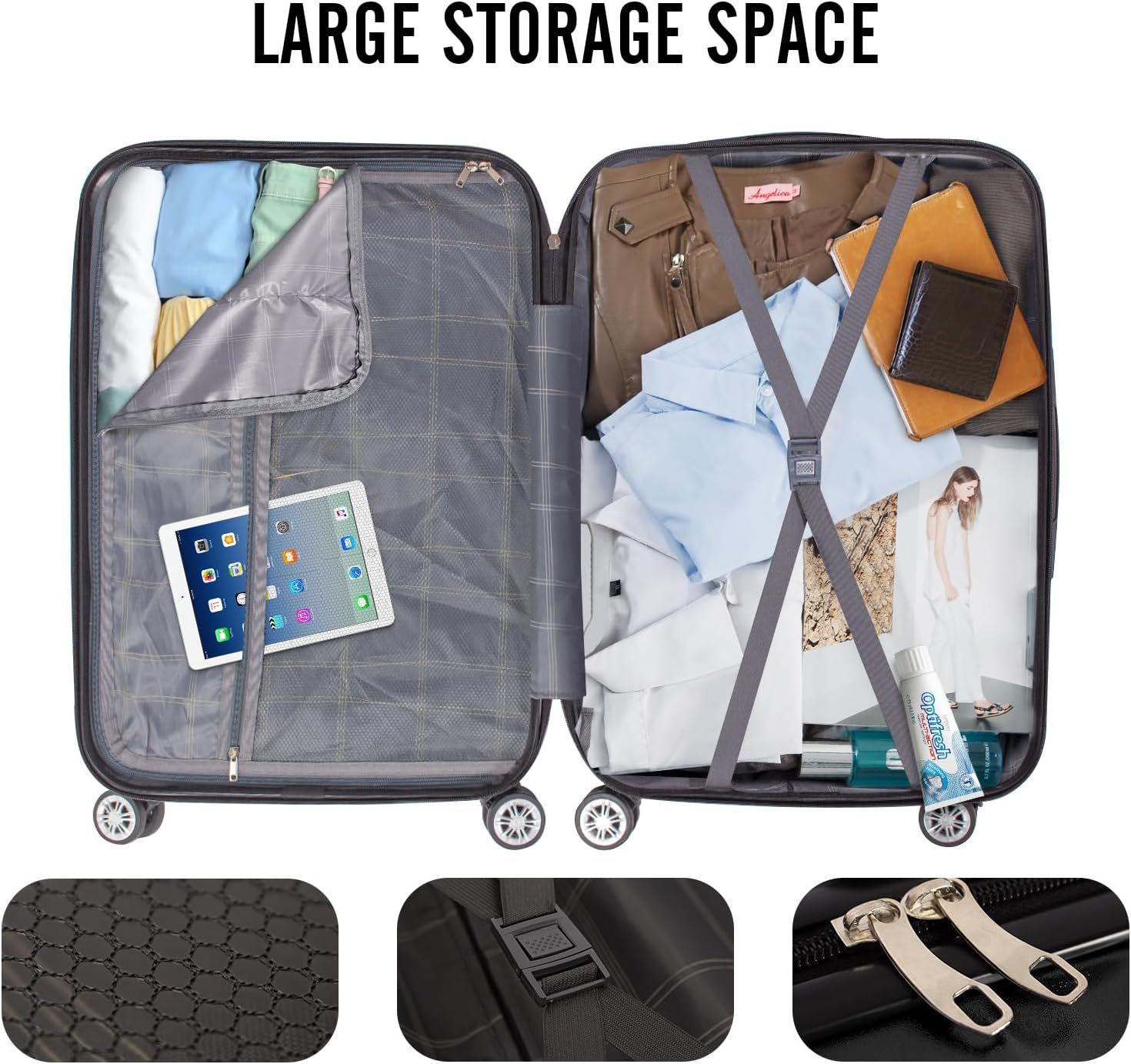 Valise cabine 67 cm noire — 3,5 kg, 4 roues 360° — 5