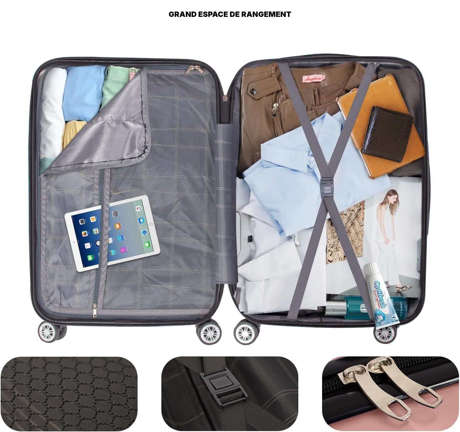 Valise rigide 67 cm rose pour 5 à 7 jours — 2