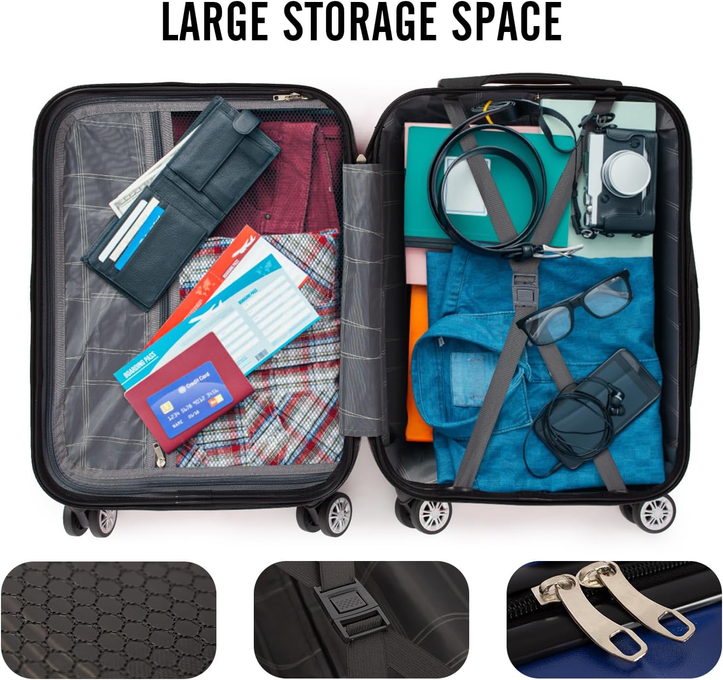 Taille cabine valise rigide bleu foncé — voyage facile — 2