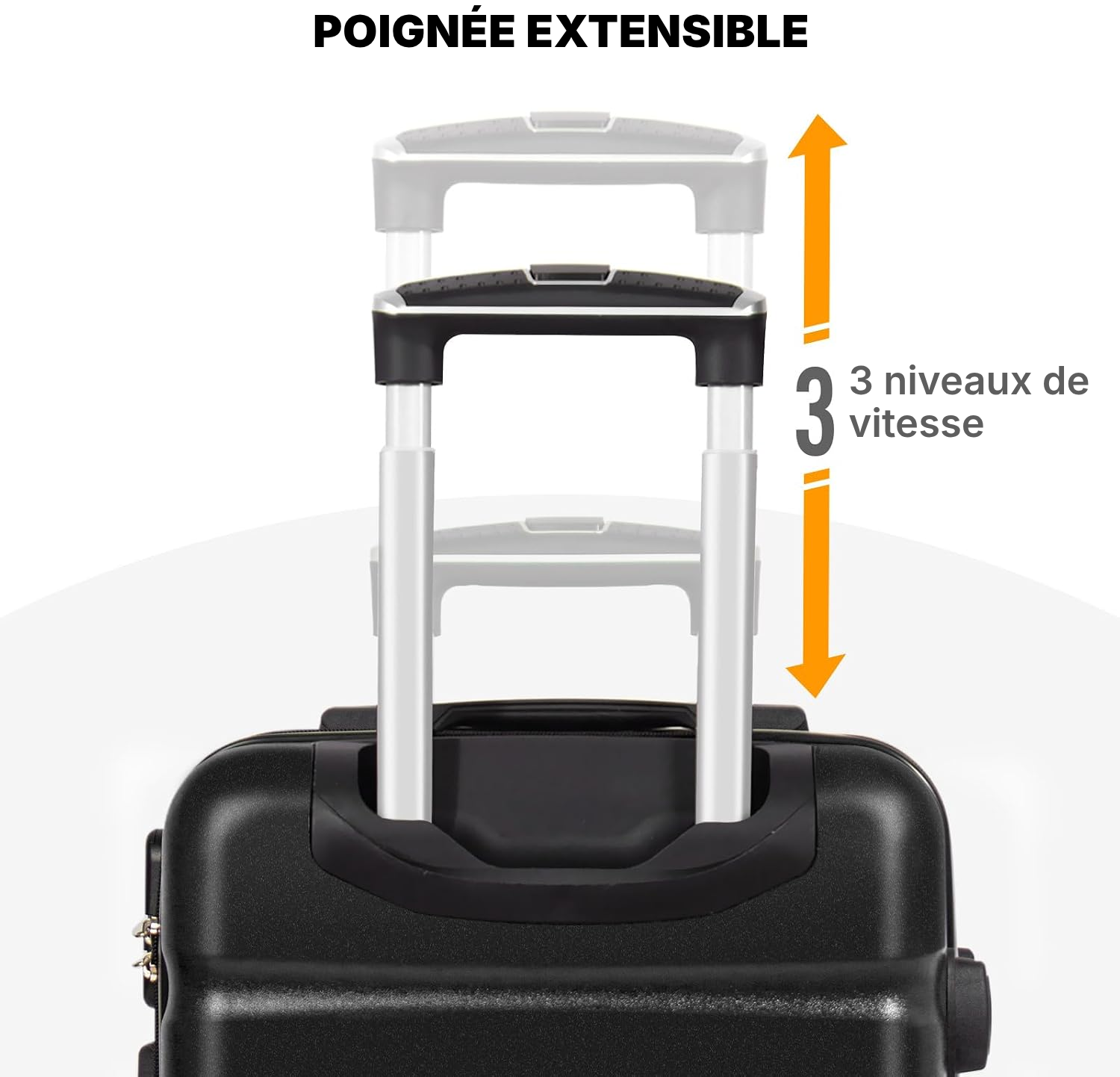 Valise cabine rigide 56 cm noire, 33 L — 5