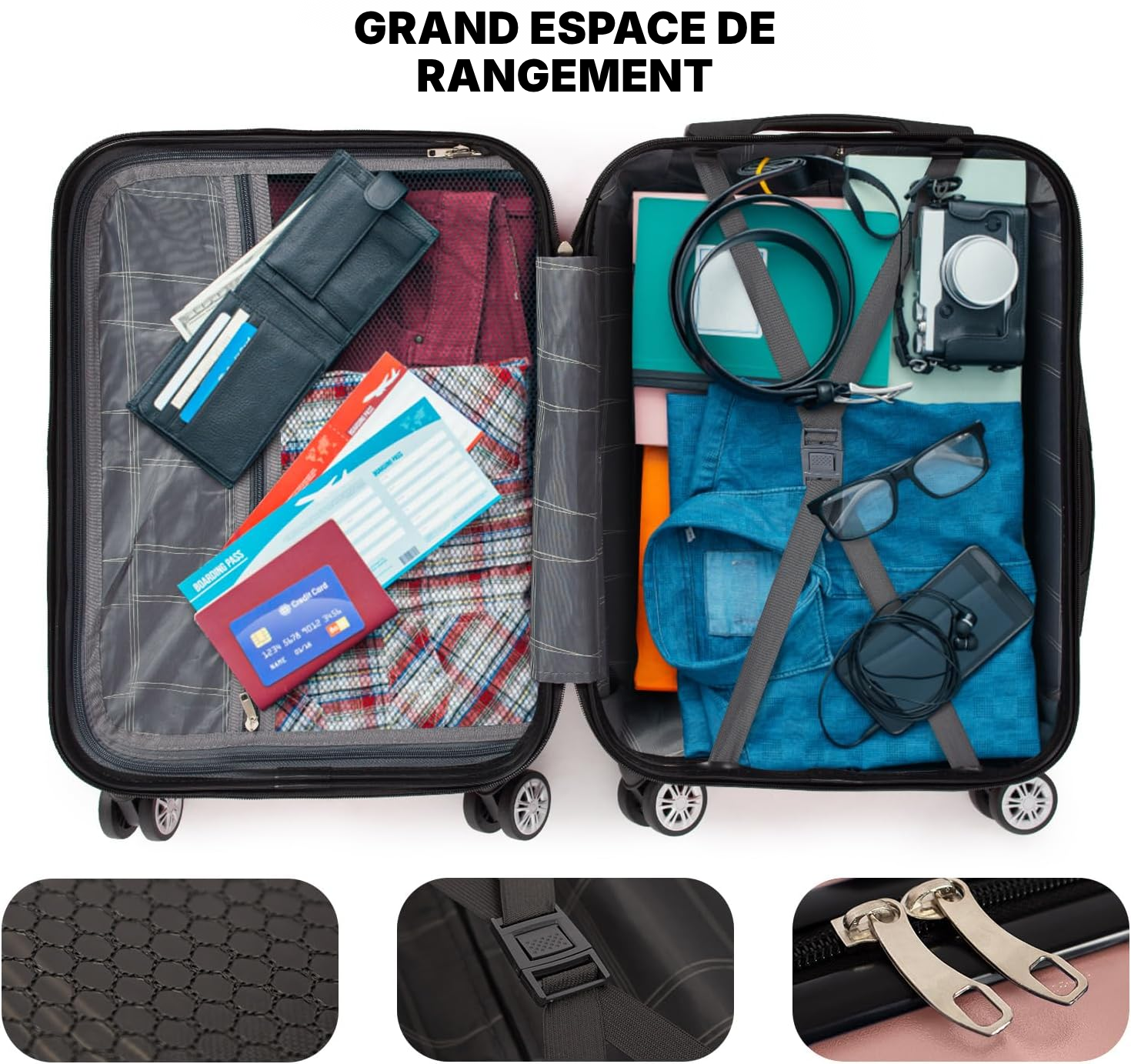 Valise cabine rose 56 cm — dimensions valise cabine — 2