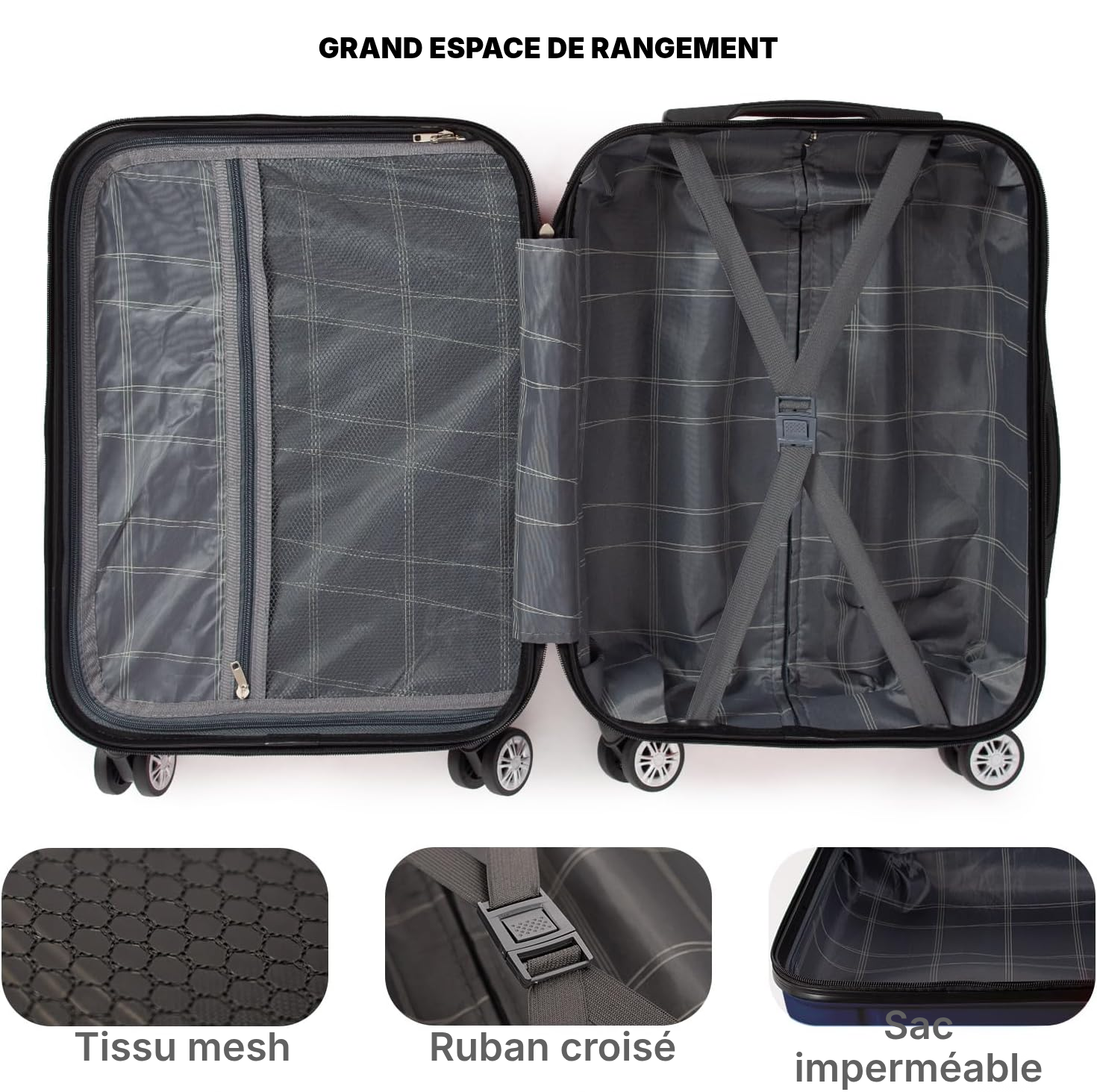Sac de voyage sur roulettes bleu foncé protégé — 2