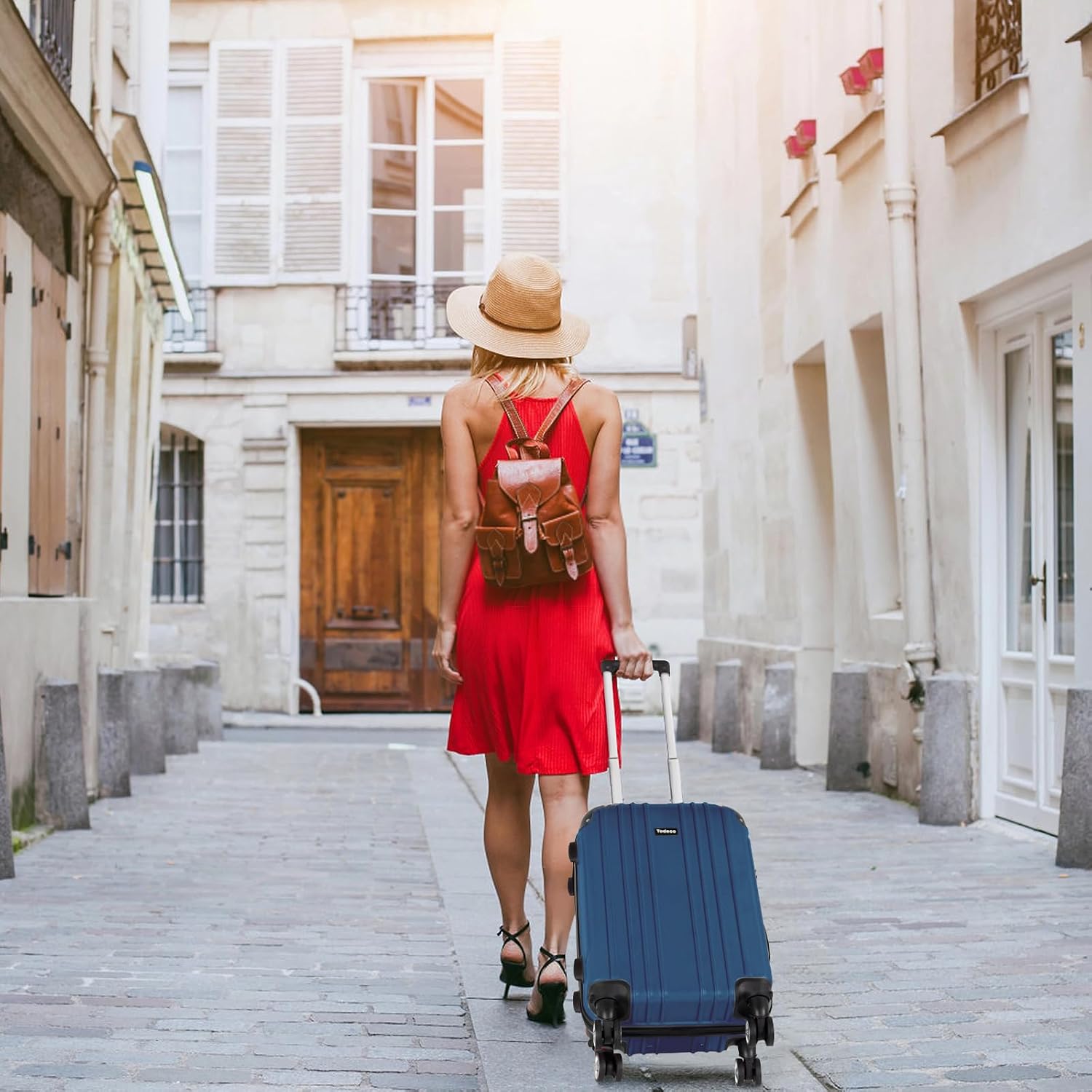 Sac de voyage sur roulettes bleu foncé protégé — 7