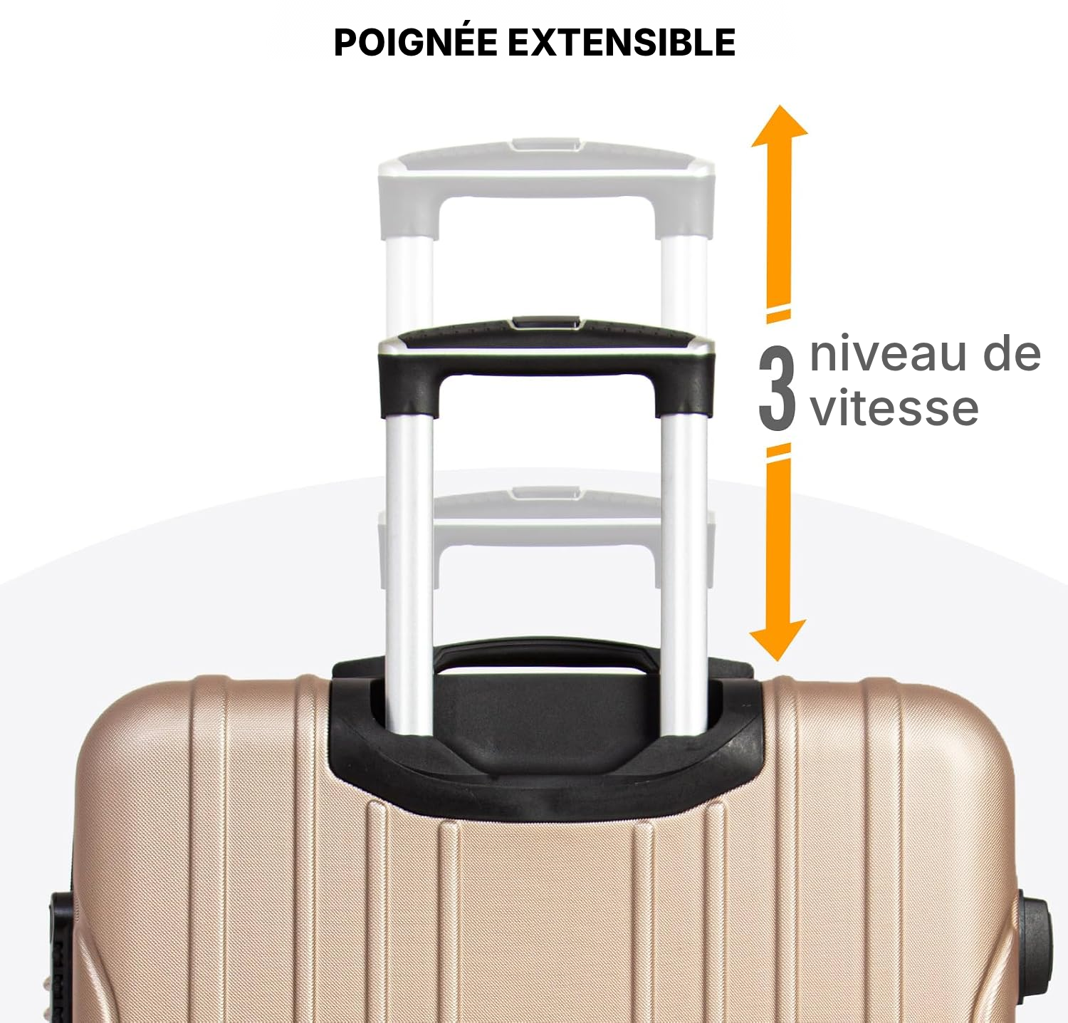 Hors cabine valise champagne, roule à 360° — 4