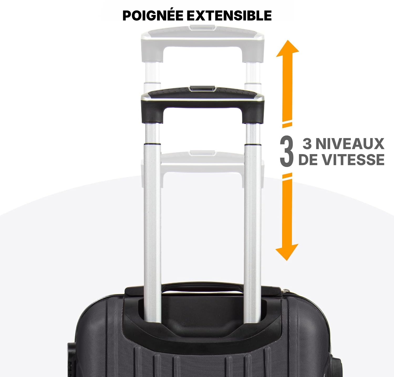 Sac de voyage à roulettes gris foncé, coque ABS — 6
