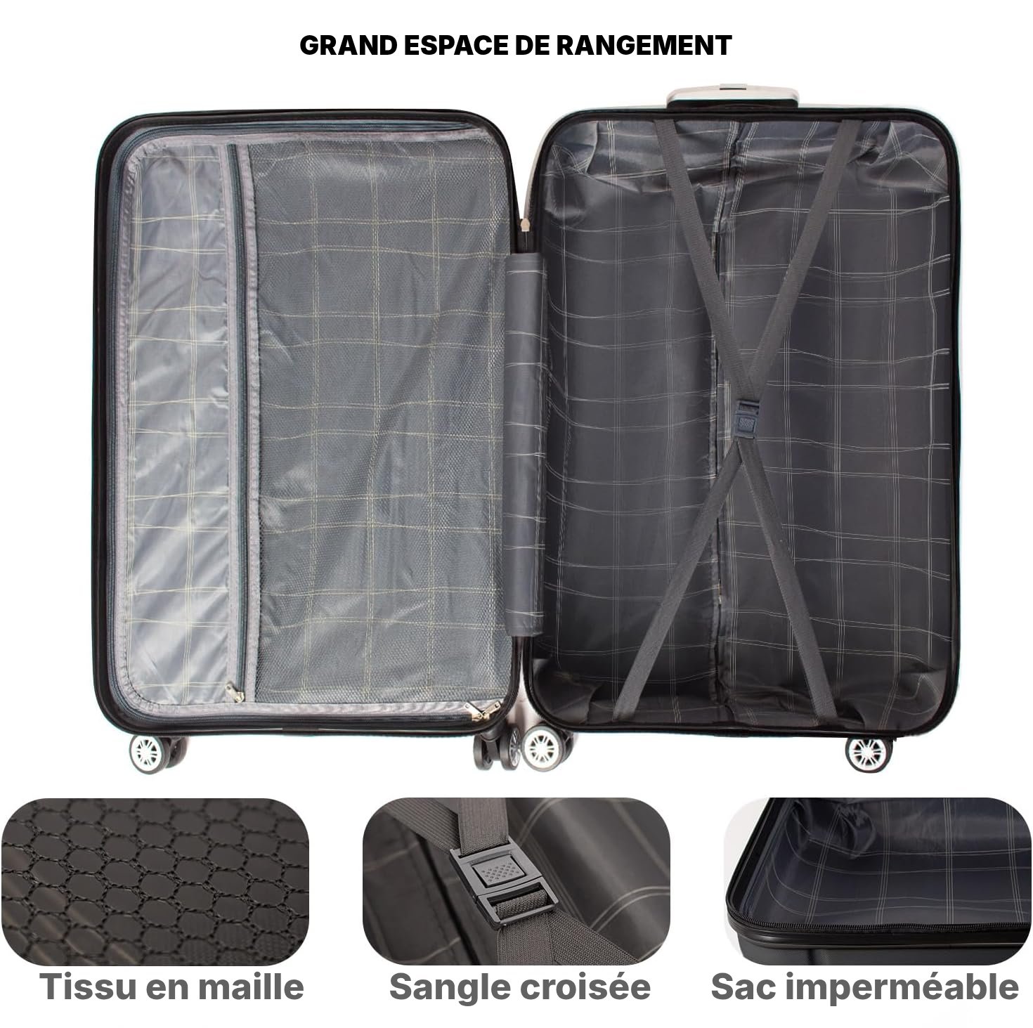 Valise noire, rigide 4 roues — 2