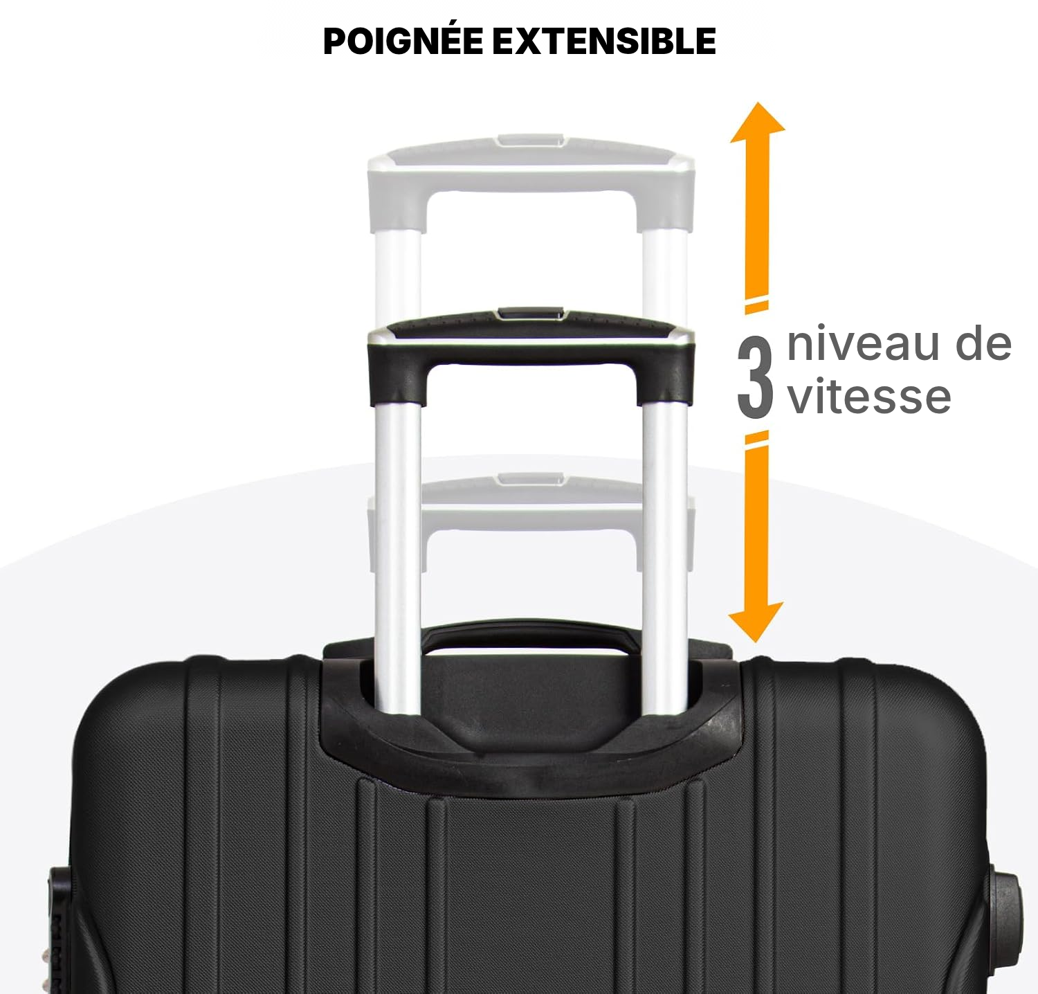 Valise noire, rigide 4 roues — 4