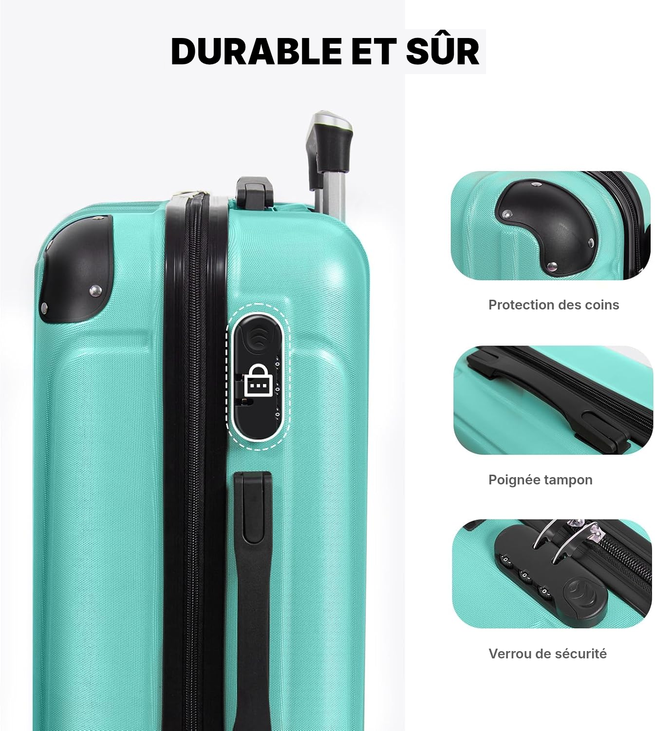 Valise de voyage rigide verte, prête à partir — 3