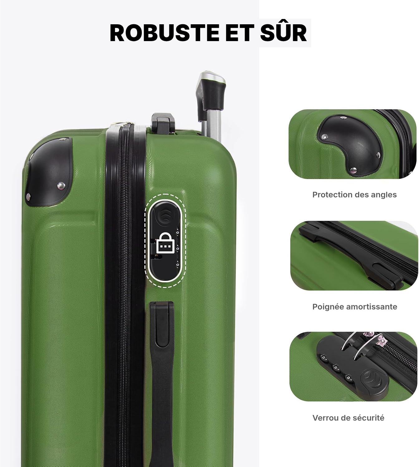 Valise cabine Rigide vert olive — 3